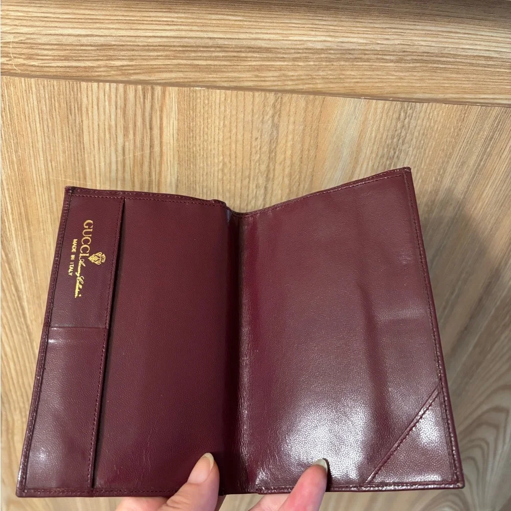 Auth OLD GUCCI Interlocking G Leather Passport Cover Case Bordeaux - Picture 4 of 8